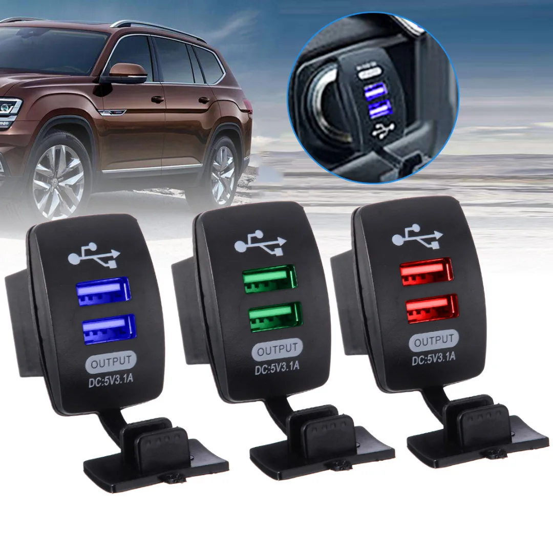 Универсальный светодиодный двойной порт 2 USB 3.1A автомобильное зарядное