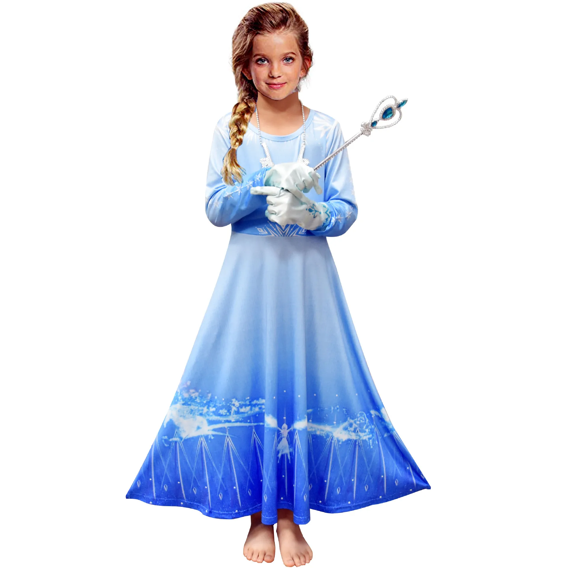 

Disney Frozen 2 Costume Elsa Long Dress Dress Girls Long Sleeve Dress kids dress girls dresses