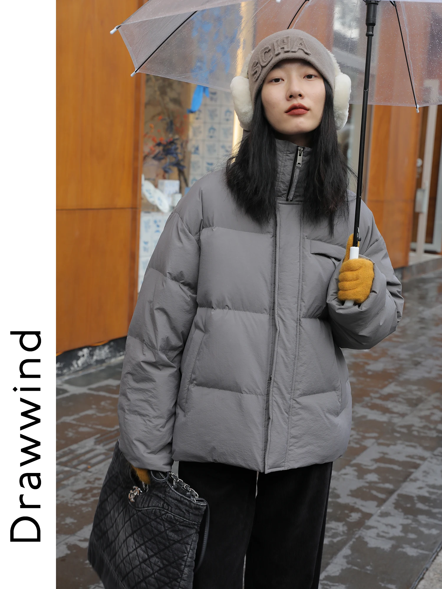 Off-White Stand Collar Short down Jacket Women's Winter New White Duck down Thickened Coat leather jacket women  womens coat