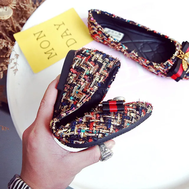 Размера плюс модная женская обувь Стразы на плоской подошве легкий дышащий