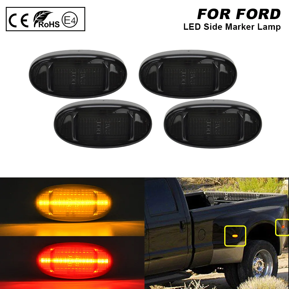 

4 шт., для Ford F-250, F-350, F-450, Super Duty 2011-2018 светодиодный ные передние/задние боковые габаритные огни