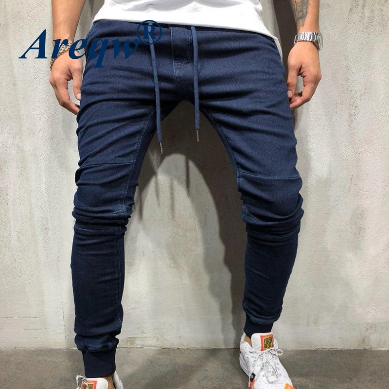 

New Mens Jean Pencil Pants Fashion Men Casual Slim Fit Straight Stretch Feet Skinny Zipper Jeans for Male Hot Sell Trouse Slim