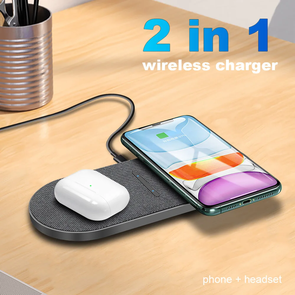 fdgao 30w 2 in 1 qi dual seat wireless charger for iphone 13 12 11 xs xr x 8 airpods pro samsung s21 s20 s10 fast charging pad free global shipping