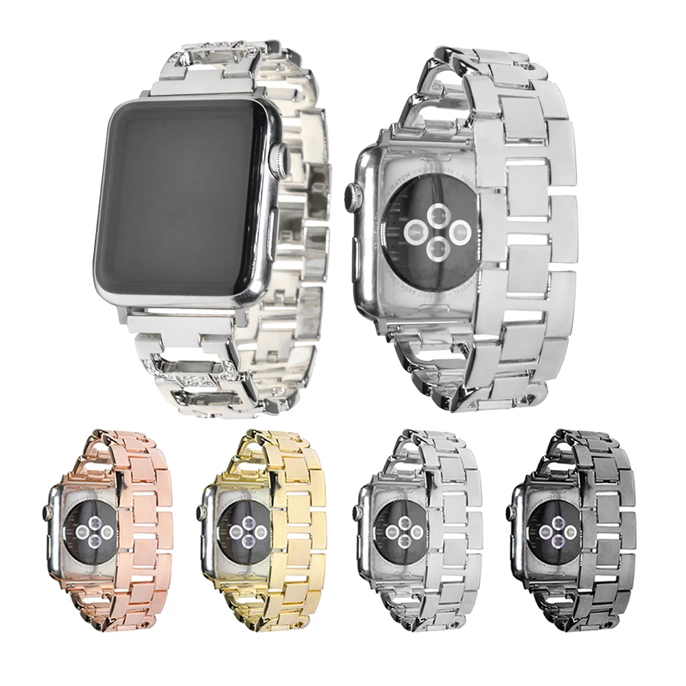 

For Apple Watch Band Series 6 5 4 3 2 1 Women Lady Diamond Band Strap for iWatch 6 44mm 40mm 42mm 38mm Stainless Steel Bracele