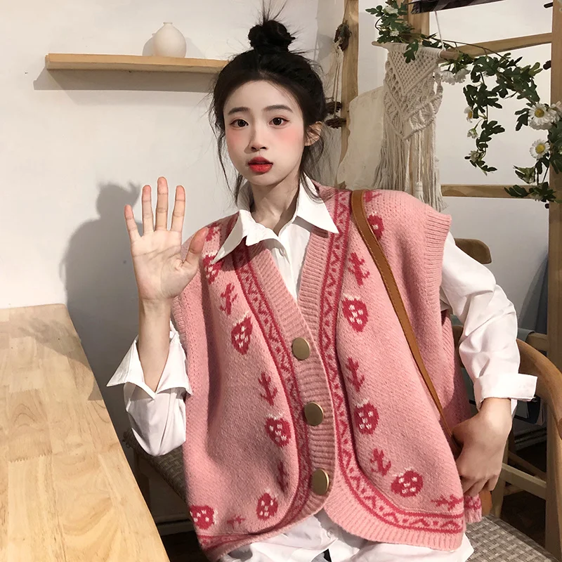 Женский вязаный жилет с V-образным вырезом без рукавов |