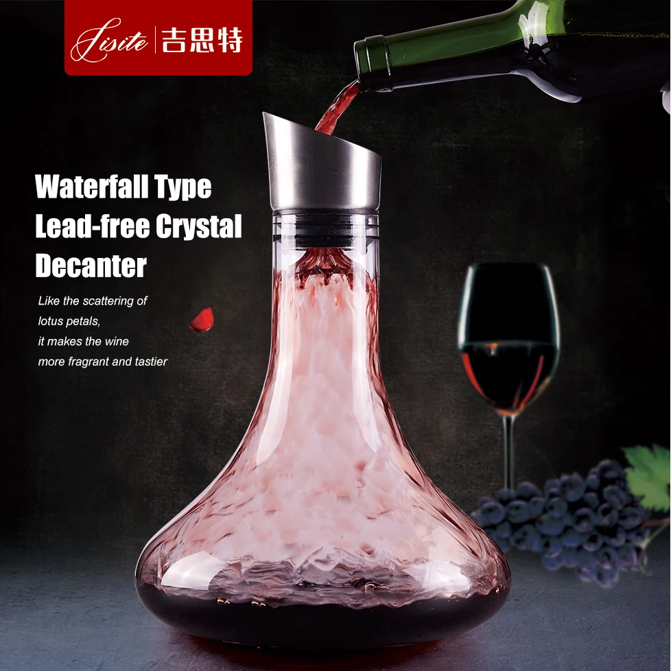 

Breathing Unleaded Crystal Glass Wine Decanter Red Wine Carafe with Built in Aerator Fast Decanting Wine Accessories