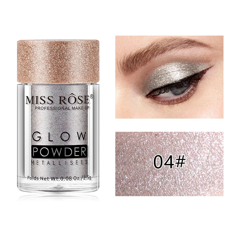 04 MISS ROSE, блестящие тени для век, рассыпчатая пудра, блестящий хайлайтер, матовые тени для век, пигментная пудра, мерцающие тени для век, косметика TSLM1 - Цвет: 04