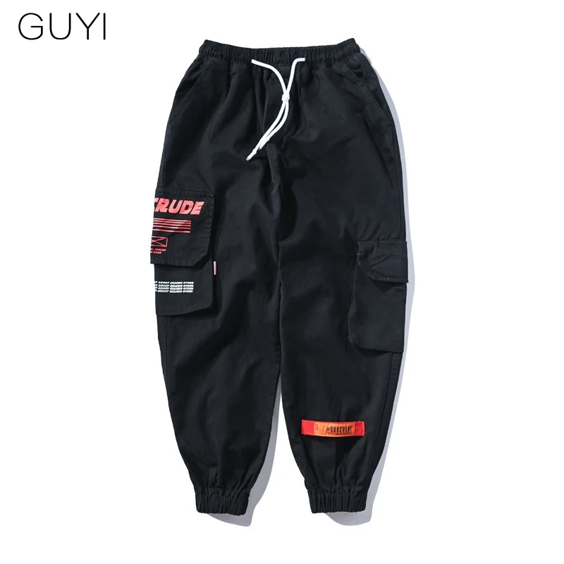 Брюки-карго мужские с карманами шикарные повседневные штаны надписью модные