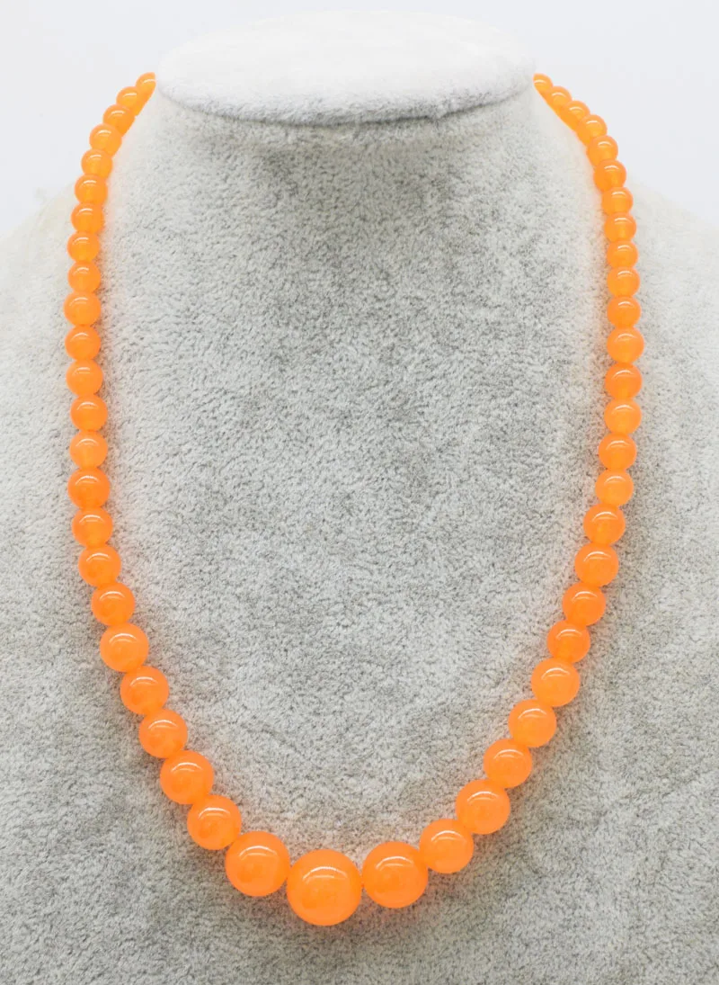 

orange jade 6-14mm round necklace 18inch FPPJ wholesale beads nature