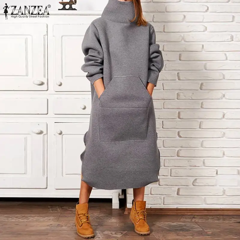 Платье-водолазка Женское зимнее до середины икры с боковыми карманами | Женская