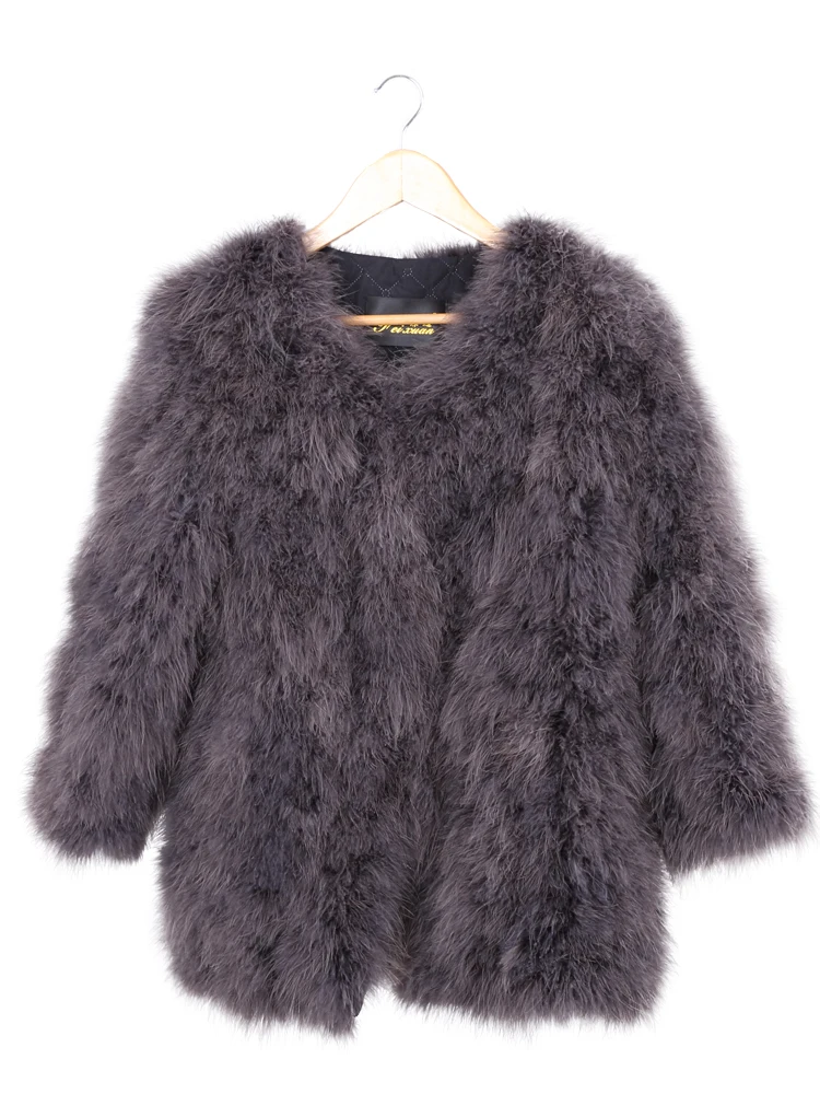 75cm length 2020 New Arrival Women Real Ostrich Fur Long Coat Casual Lady Natural Fur Jacket Turkey Feather C1026 enlarge