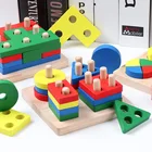 Деревянные строительные блоки сделай сам, игрушка Монтессори геометрической формы, доска для сопряжения, набор моделей для раннего обучения, развивающая игрушка для детей