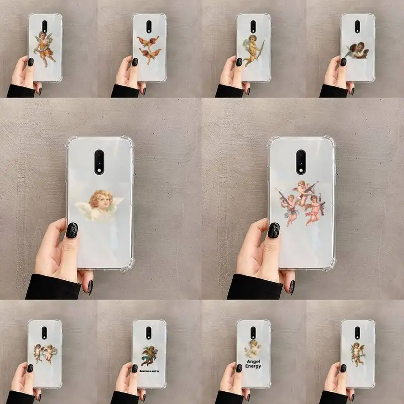 

Angel vintage oil painting cute Phone Case Transparent For OnePlus MEIZU MEITU M 7 8 9 16 17 T PRO XS moible bag
