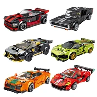 speed champions famous car f8 f1 ford mustang gt40 r8 dodge super building blocks kits bricks classic model toys for kids gift