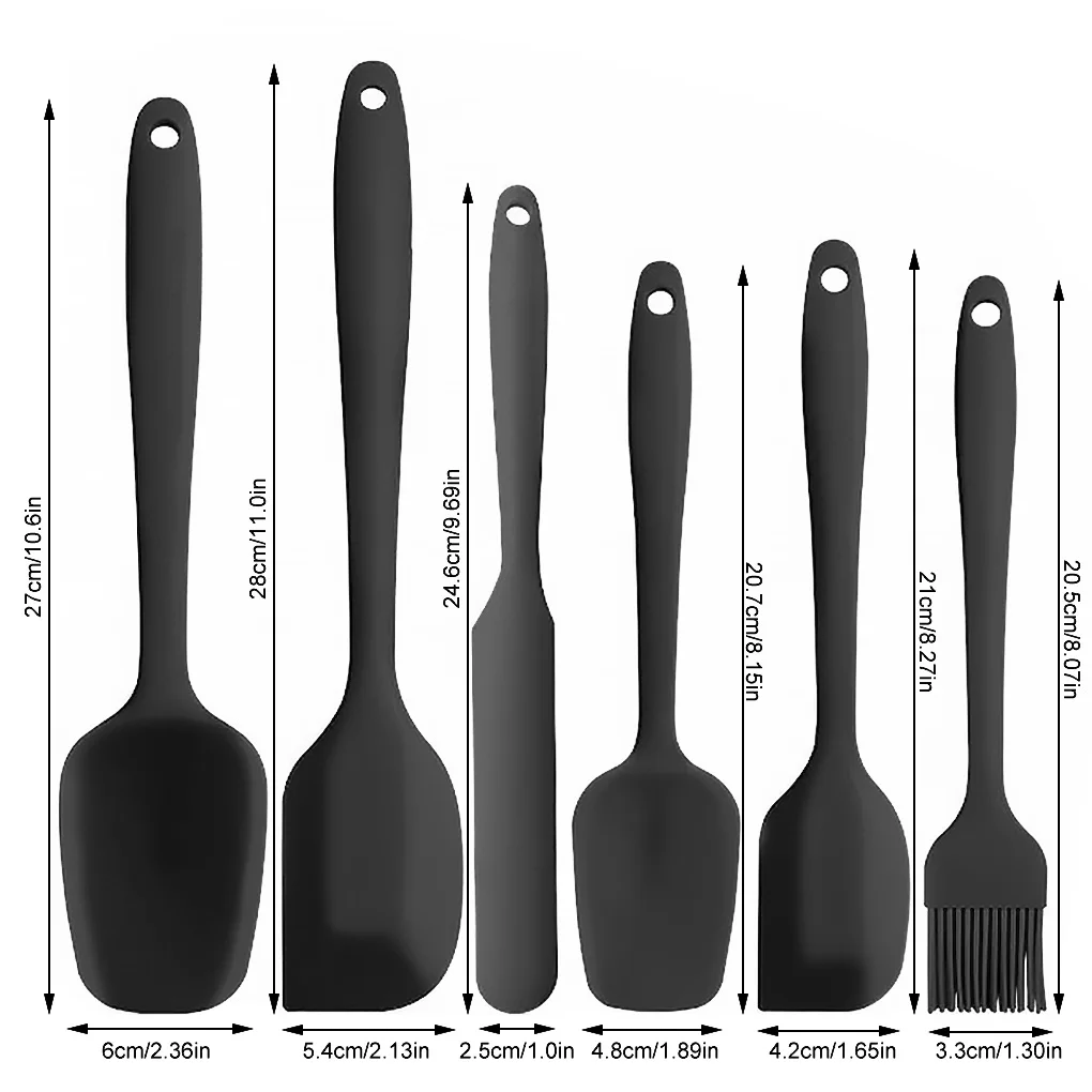 

6 Piece Silicone Spatula Set Non-Stick Heat-Resistant Spatulas Turner for Cooking Baking Mixing Baking Tools