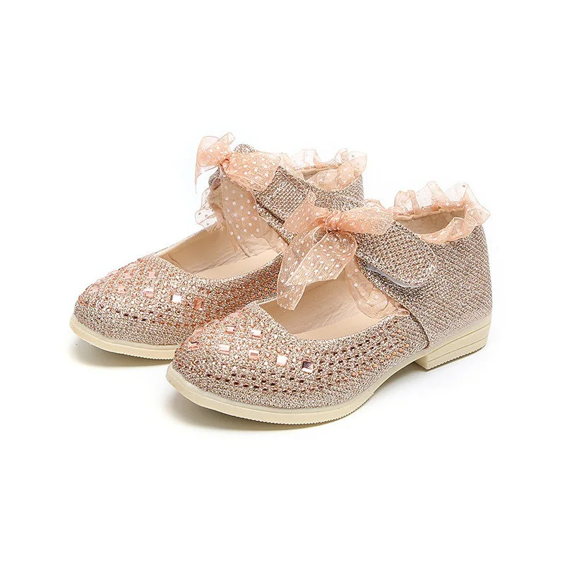 

Spring Toddler Baby Flower Children Rhinestone Lace Glitter Dress Shoes For Kids Girls Princess Dance Wedding And Party Shoes
