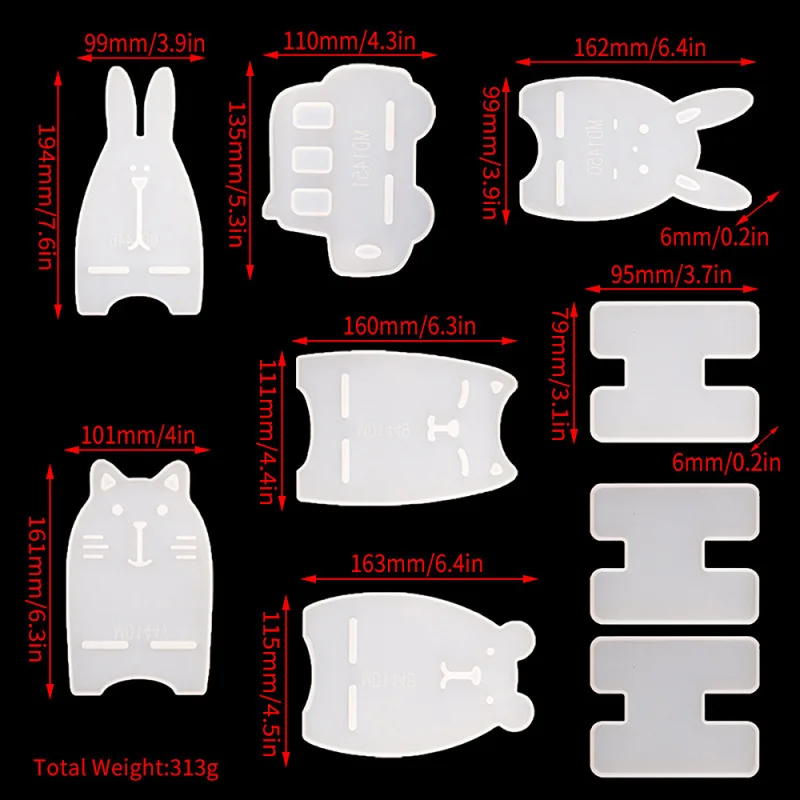 

6PCS/lot Multi Shape Phone Bracket Holder Silicone Mold Set DIY Handmade Crafts Making