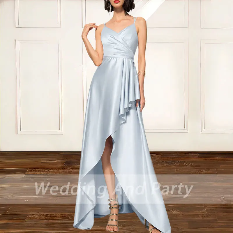 

Sexy V-neck Evening Dress Robe De Soiree 2021 High Quality soft satin Wedding party Dress Summer Dress Vestido De Festa