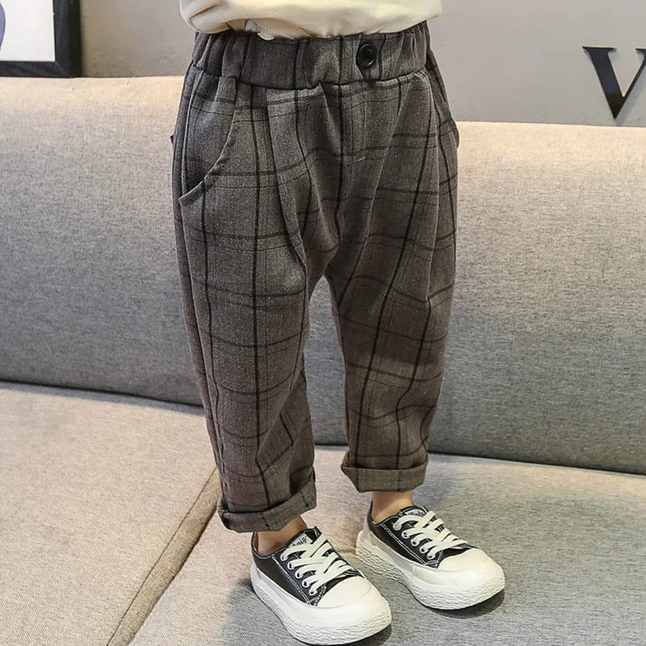 Брюки для девочек штаны в клетку с узором детские брюки маленьких на весну и