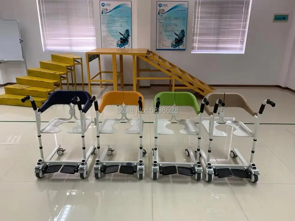 

Free Shipping Adjustable Height Selling Toilet commode Bath Chair Old Man Moving Wheelchair Patient Transporter