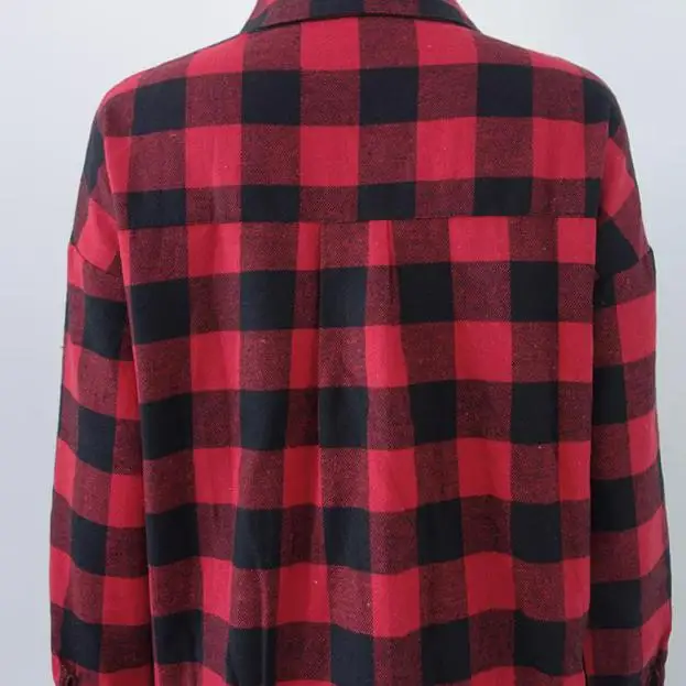 Женская блузка с длинным рукавом SAGACE однобортная хлопковая рубашка в клетку