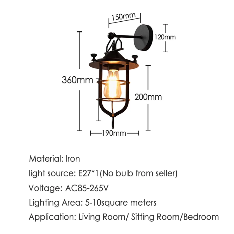 Винтажный E27 светильник Эдисона настенный для бара клуба паба лестницы коридора