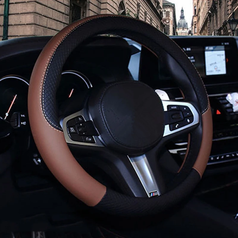 38 см чехол рулевого колеса автомобиля универсальный кожаный на руль подходит для