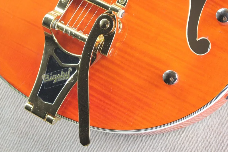 Джаз электрогитара с Bigsby оранжевый цвет F отверстия полый корпус Grets гитары