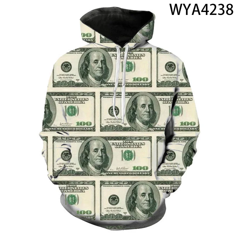 

Hoodies USD U.S. Dollar Dollar Bills Money Men Women Children 3D Printed Streetwear Sweatshirts Streetwear Boy Girl Kids Tops