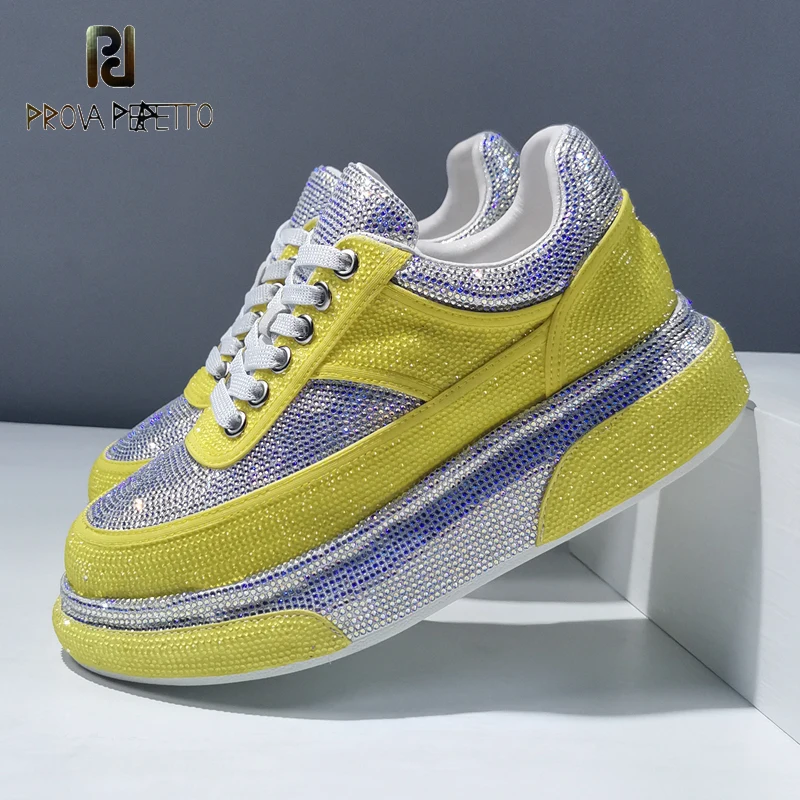 

New Color Matching Starry Sky Full Rhinestone Platform Casual Old Shoes Fashion Round Toe Waterproof Platform Lace-up Sneakers