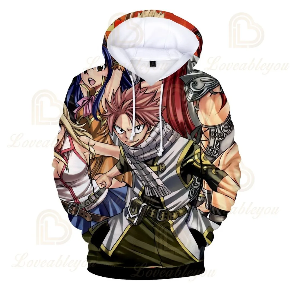 Толстовка с капюшоном рисунком аниме Фея хвост для косплея 3D толстовки карманами