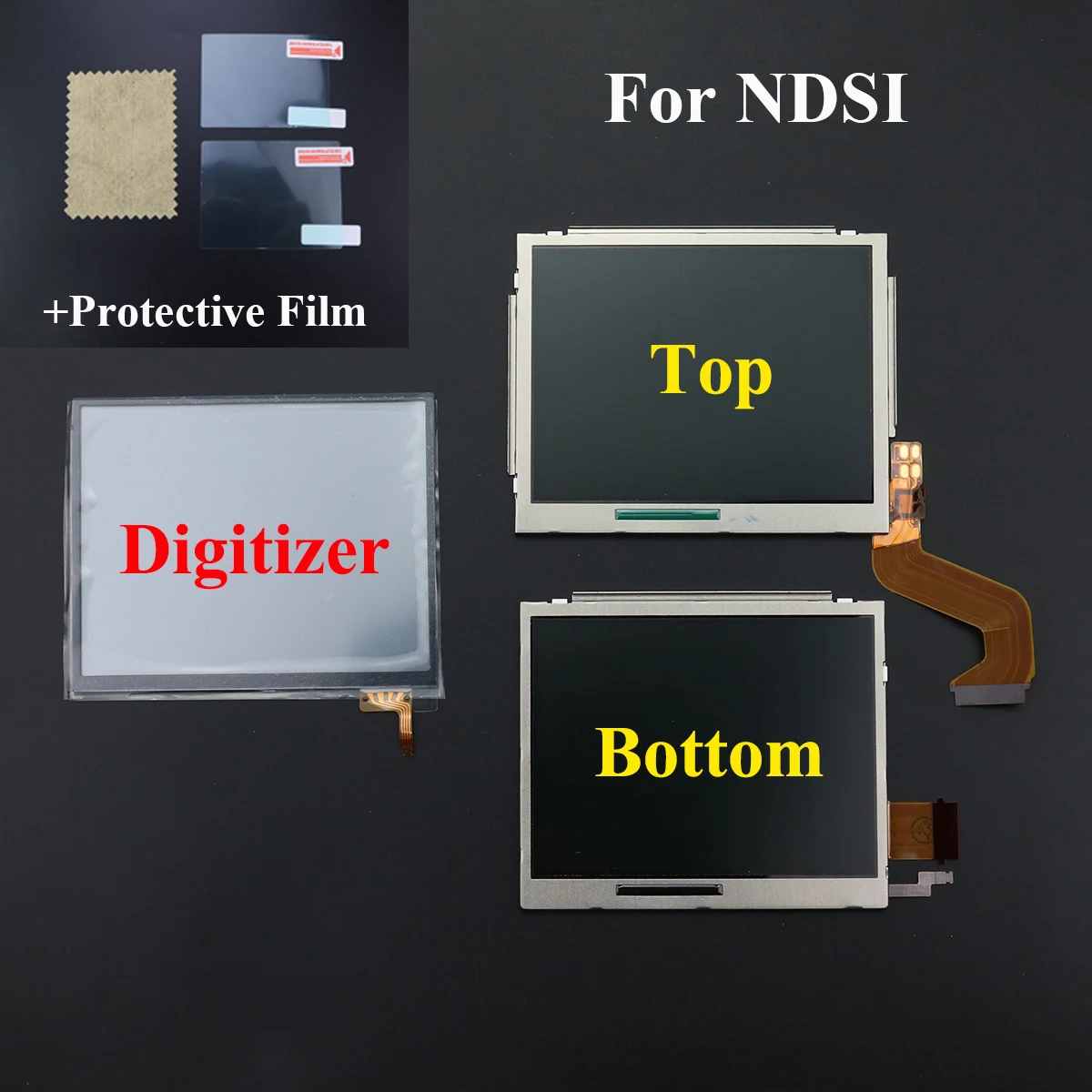 

YuXi Replacement Top Upper Lower Bottom LCD Display Screen Touch Screen Digitizer & Protective Film For Nintend DSi For NDSi