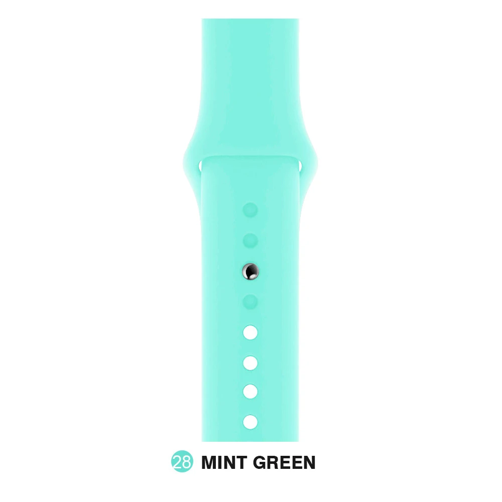 Mint green Мягкий силиконовый сменный спортивный ремешок для Apple Watch версии 4, 3, 2, 1, 42 мм, 38 мм, браслет на запястье, ремешок для iWatch 4, 40 мм, 44 мм, спортивный - Цвет ремешка: Mint green