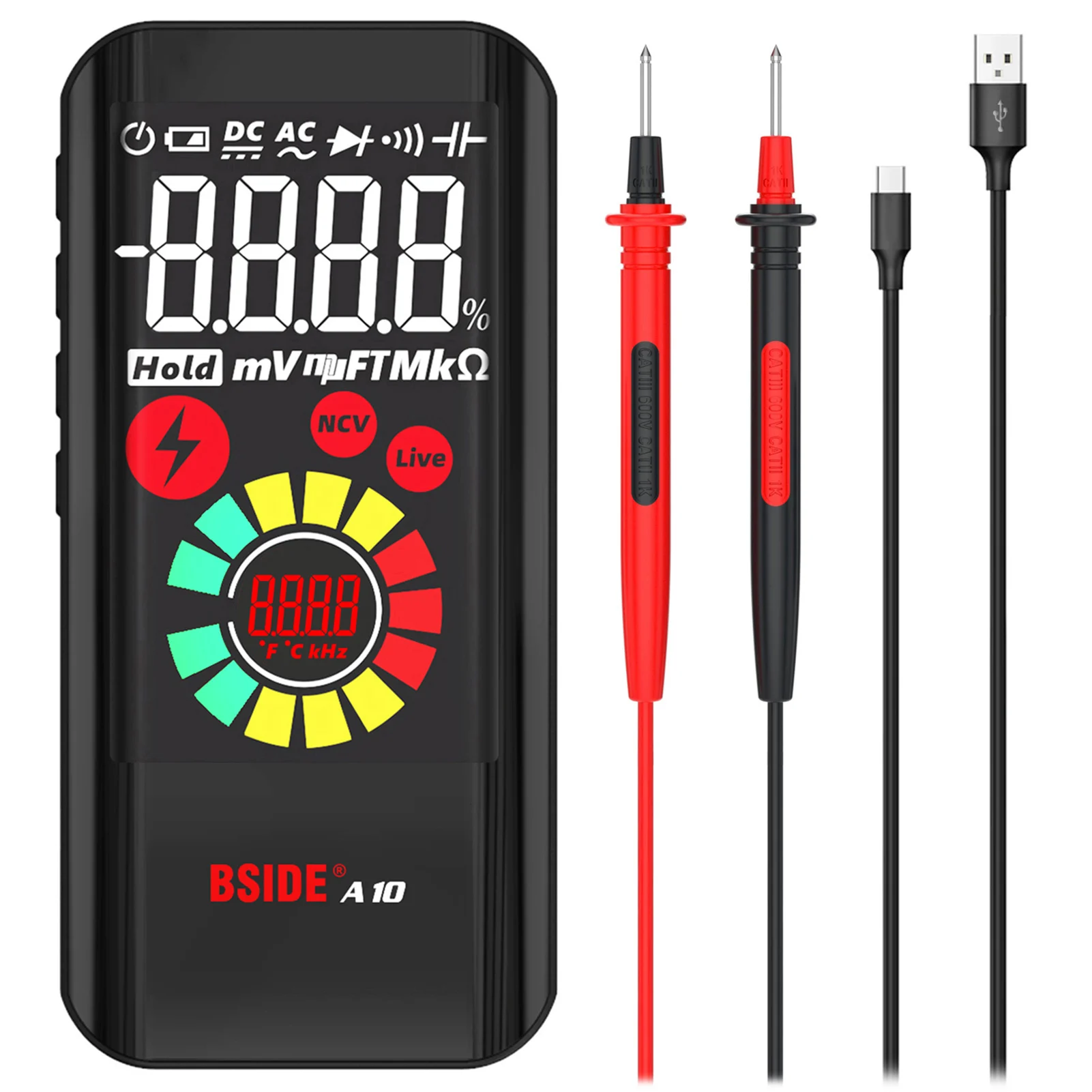 

BSIDE A10 Mini Smart Digital Multimeter NCV Tester Voltmeter AC/DC Voltage Resistance Capacitance Frequency Diode Measuring