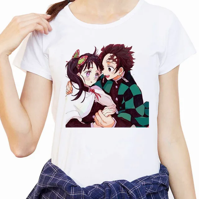 

Japanese Anime Kimetsu No Yaiba Women's T-shirt 90s Funny Harajuku Devil Killer Print T-shirt Street Wear Punk Women's T-shirts