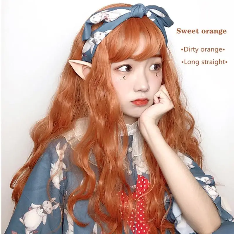 

Lolita Wig Sweet Orange Dirty orange/Black 70cm Long Wavy Lolita Daily Cosplay Wig Synthetic Heat Resistant