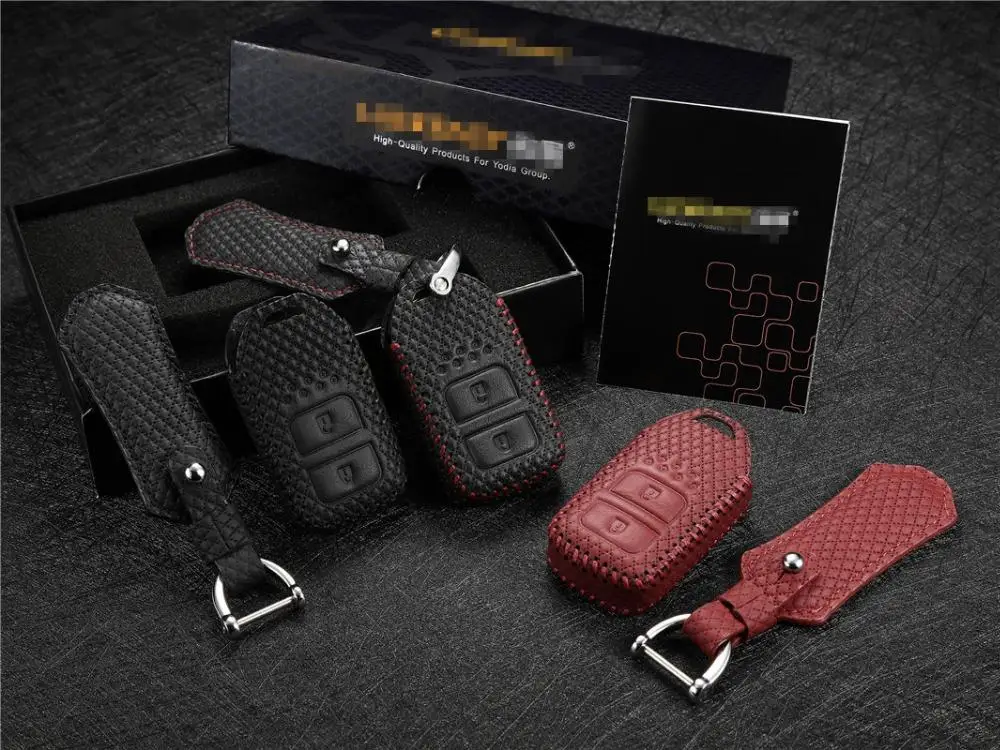 

Car Key Bag Top Layer Leather Key Cover OEM 2015-2020 For Honda Jade GIENIA CVT crosstour Fit XR-V holder case car accessories