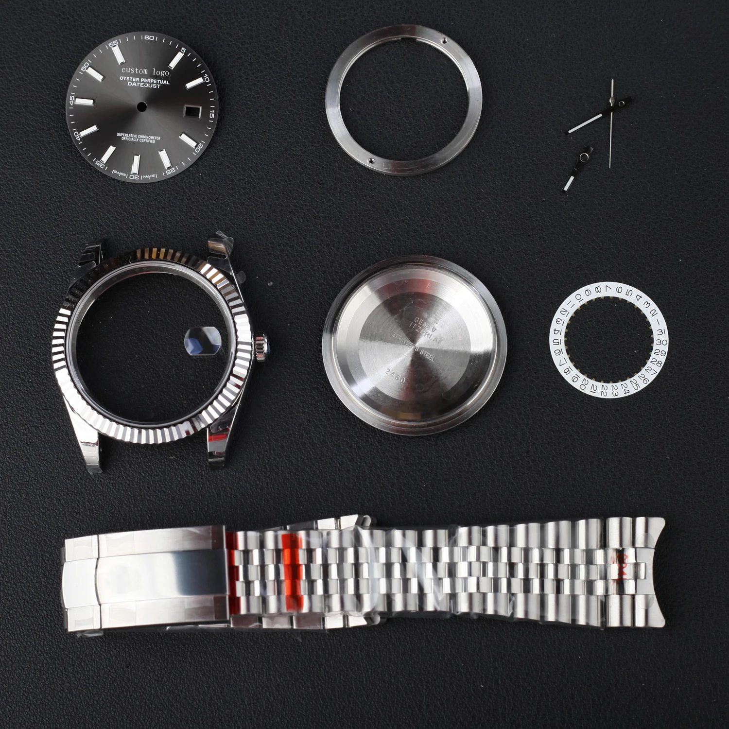 

steel watch case kit fit 2824 movement date just style waterproof 39mm