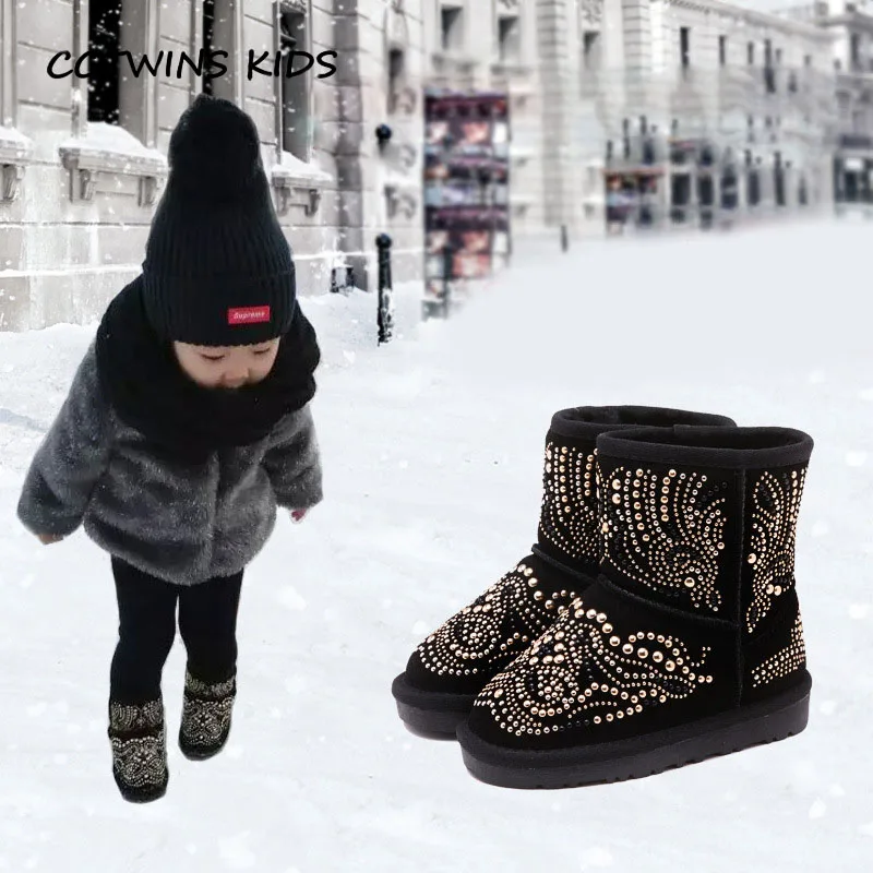 CCTWINS KIDS 2018 зимние модные детские ботинки из овчины брендовые теплые шерстяные для