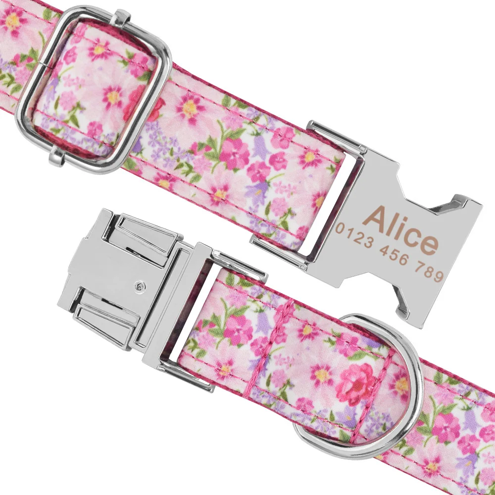 Нейлоновый персонализированный ошейник для собак с индивидуальной гравировкой