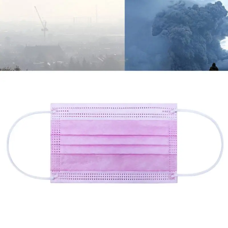 

Mouth Mask 50Pcs Pink Mouth Mask 3-Layer Dustproof Nose Clip Face Cover Hot