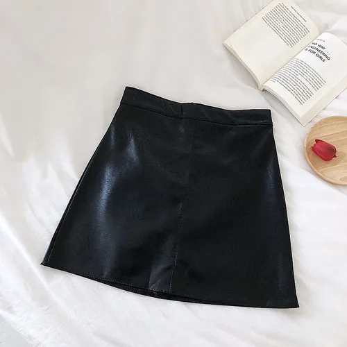 Neploe/черная высокая талия A Line Jupe Femme осенне-зимняя верхняя одежда мини Короткая Faldas Mujer облегающая кожаная юбка для женщин 46411 - Цвет: black