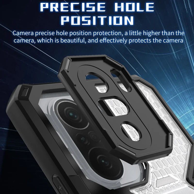 KEYSION Shockproof Armor Case for Xiaomi POCO F3 5G M3 Pro 5G M2 Transparent Ring Stand Phone Back Cover for POCO X3 NFC X3 Pro