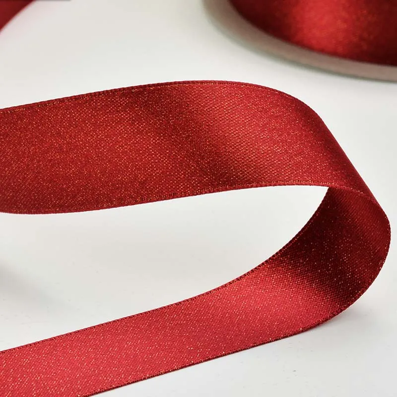 (100 ярдов/рулон) широтная Золотая пряжа атласная лента свадебная декоративная для