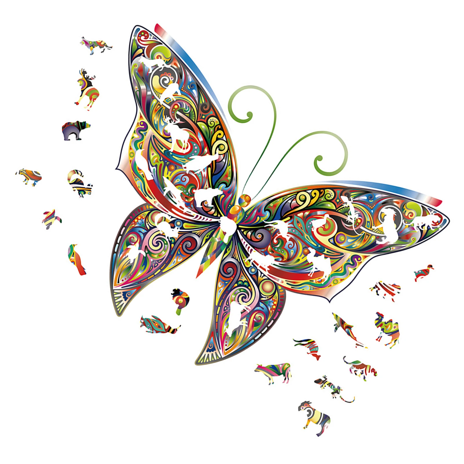 

Irregular Shape Puzzle Adult Children Color Butterfly Animal Creative Puzzle Sticker