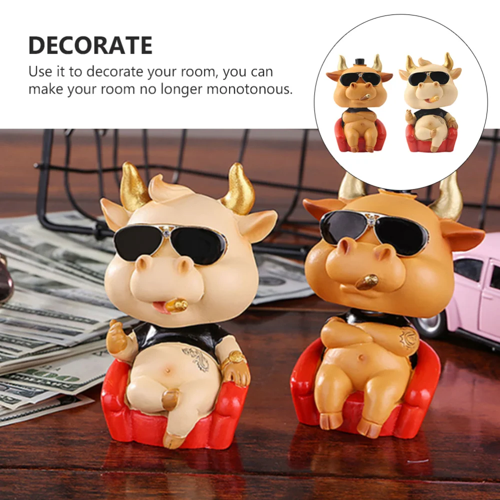 

2Pcs Cow Animals Miniature Figurines Crafts Ornaments Cow Cake Cupcake Toppers