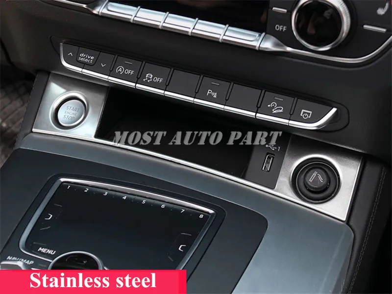 

Stainless Steel Inner Center Console Engine Start Stop Button Cover Trim For Audi Q5 2017-2020 1pcs Car Decoration