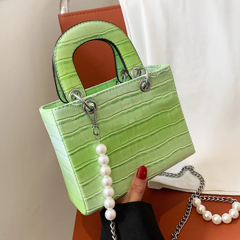 

Luxury Handbag And Purse Square Totes Classic Cossbody Bag For Women 2021 Pearl Designer Ladies Shoulder Bag Fashion Clutch