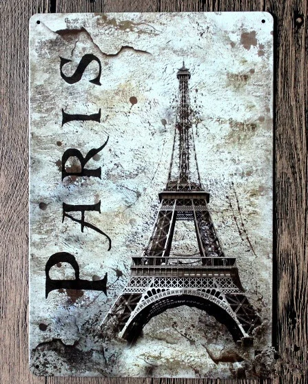 

Настенный плакат в металлической оловянной металлической рамке с изображением Эйфелевой башни Парижа