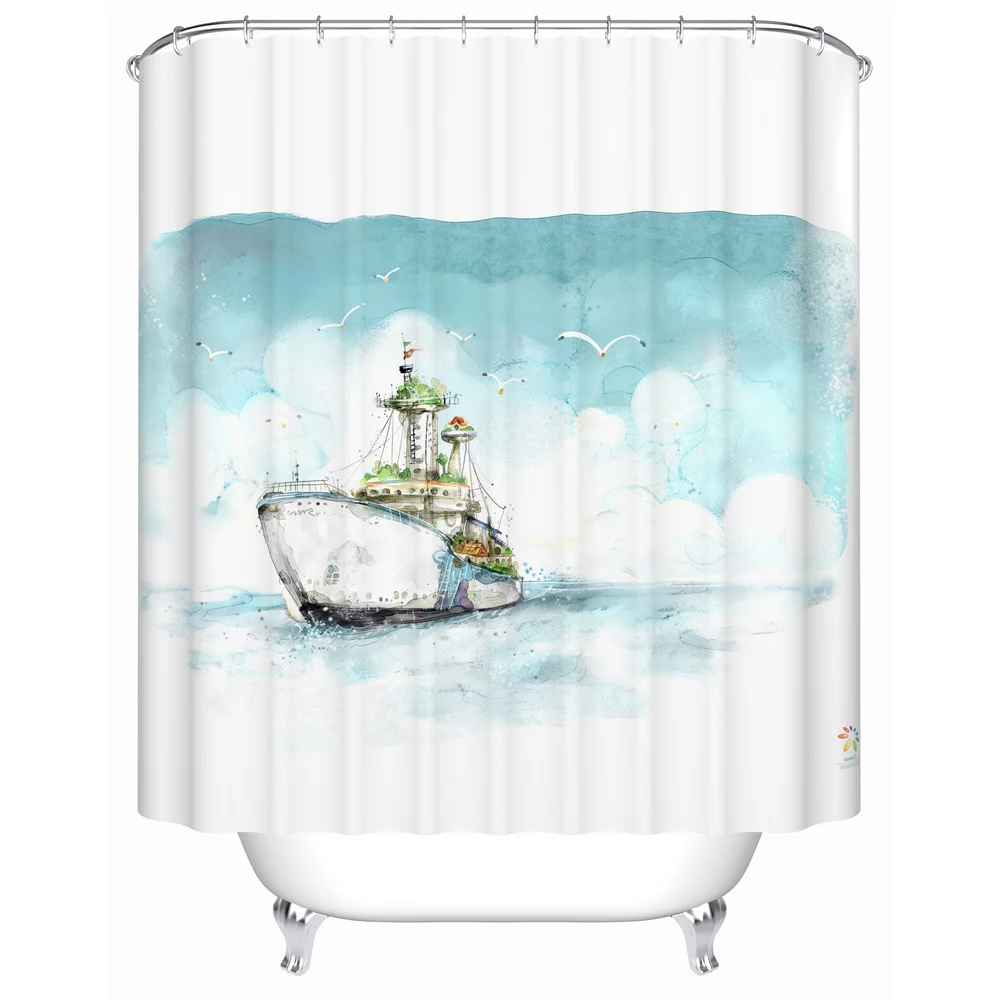 

Утолщенная Водонепроницаемая занавеска для душа моющаяся Полиэстеровая занавеска для душа Эстетическая морская занавеска для душа Gordijnen En...